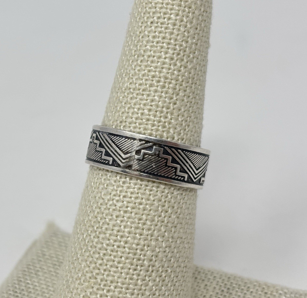 Sterling Silver Mayan Pyramid Aztec Band Ring Sz 6.25 WM Wheeler Manufacturing