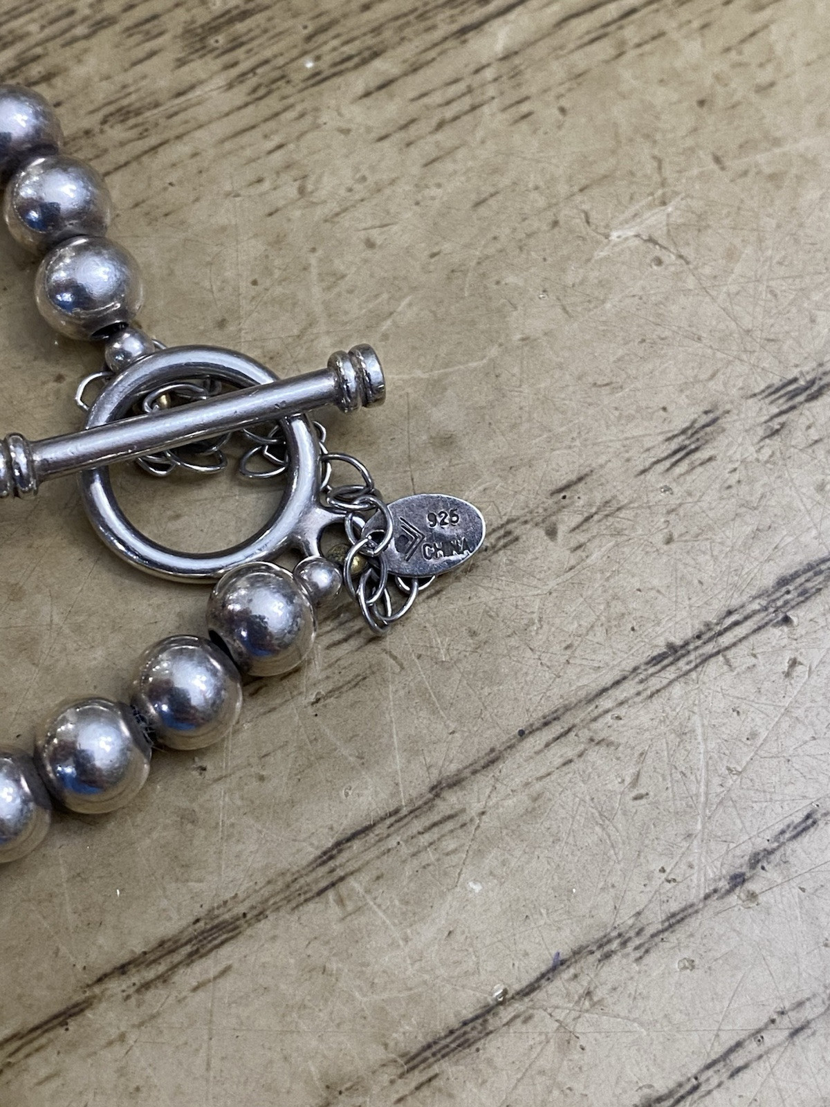 Silpada Sterling 925 Silver Designer Signed Ball Bead with Safety Chain Bracelet