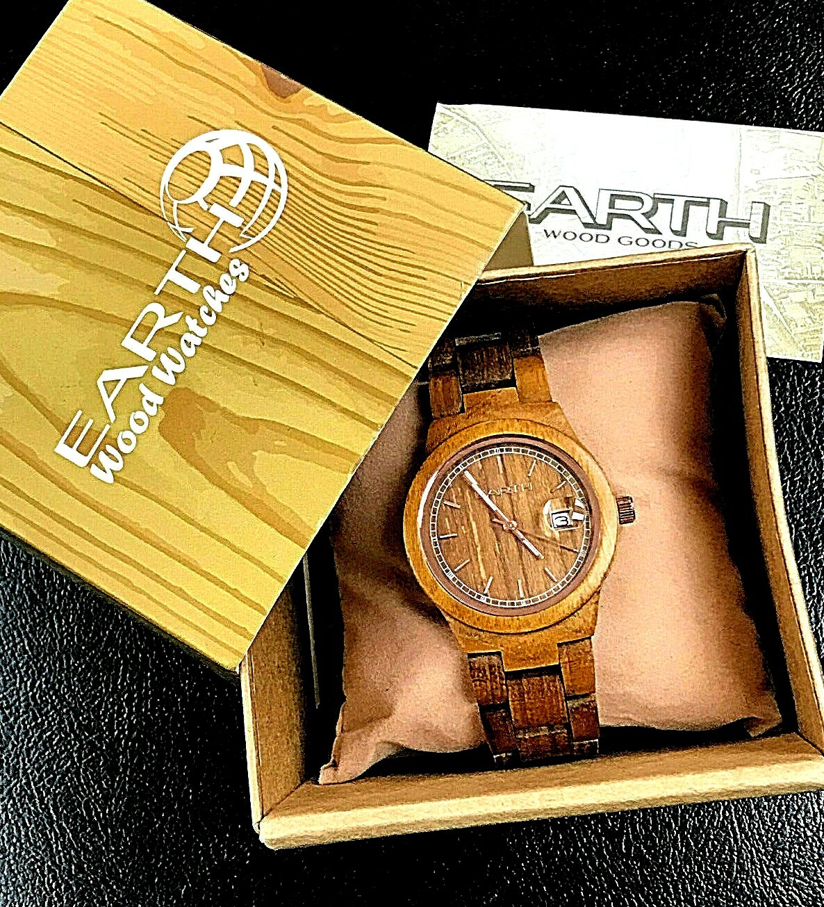 Earth Wood Biscayne ETHEW4205 Brown Unisex Thin Wooden Quartz Watch