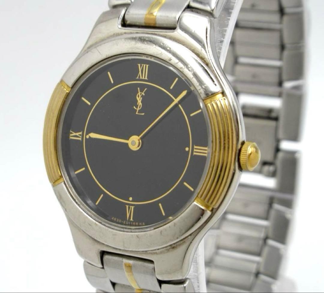 Yves Saint Laurent watch 4620-E66661Y, black dial, working condition.