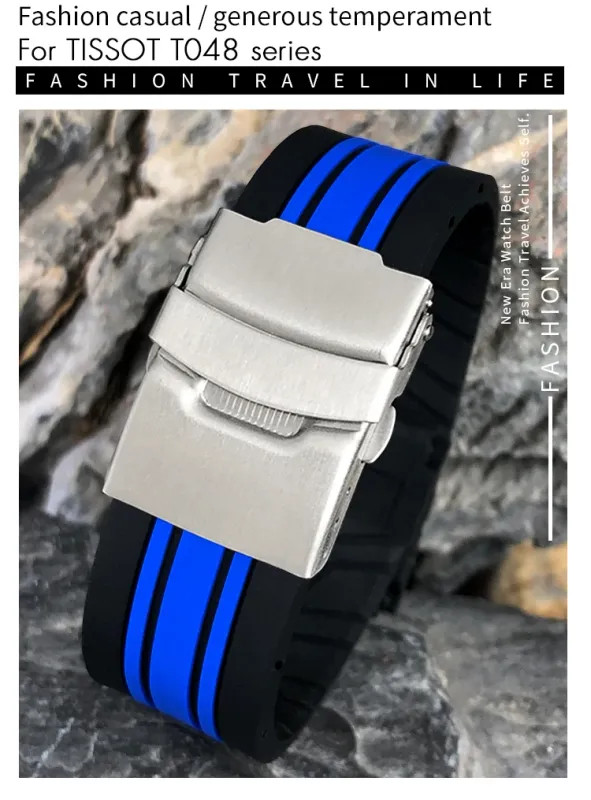 17 21mm Rubber Watchband Strap for Tissot T-RACE T048-417A Bracelet