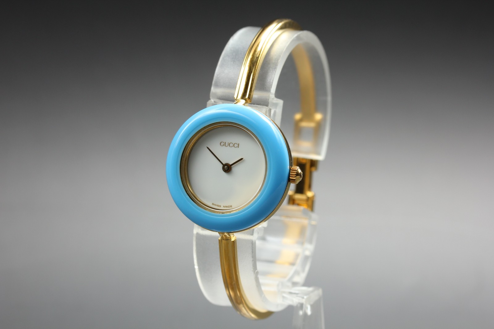 [Near MINT] Vintage GUCCI 11/12.2 Change Bezel Quartz Light Blue Women’s Watch
