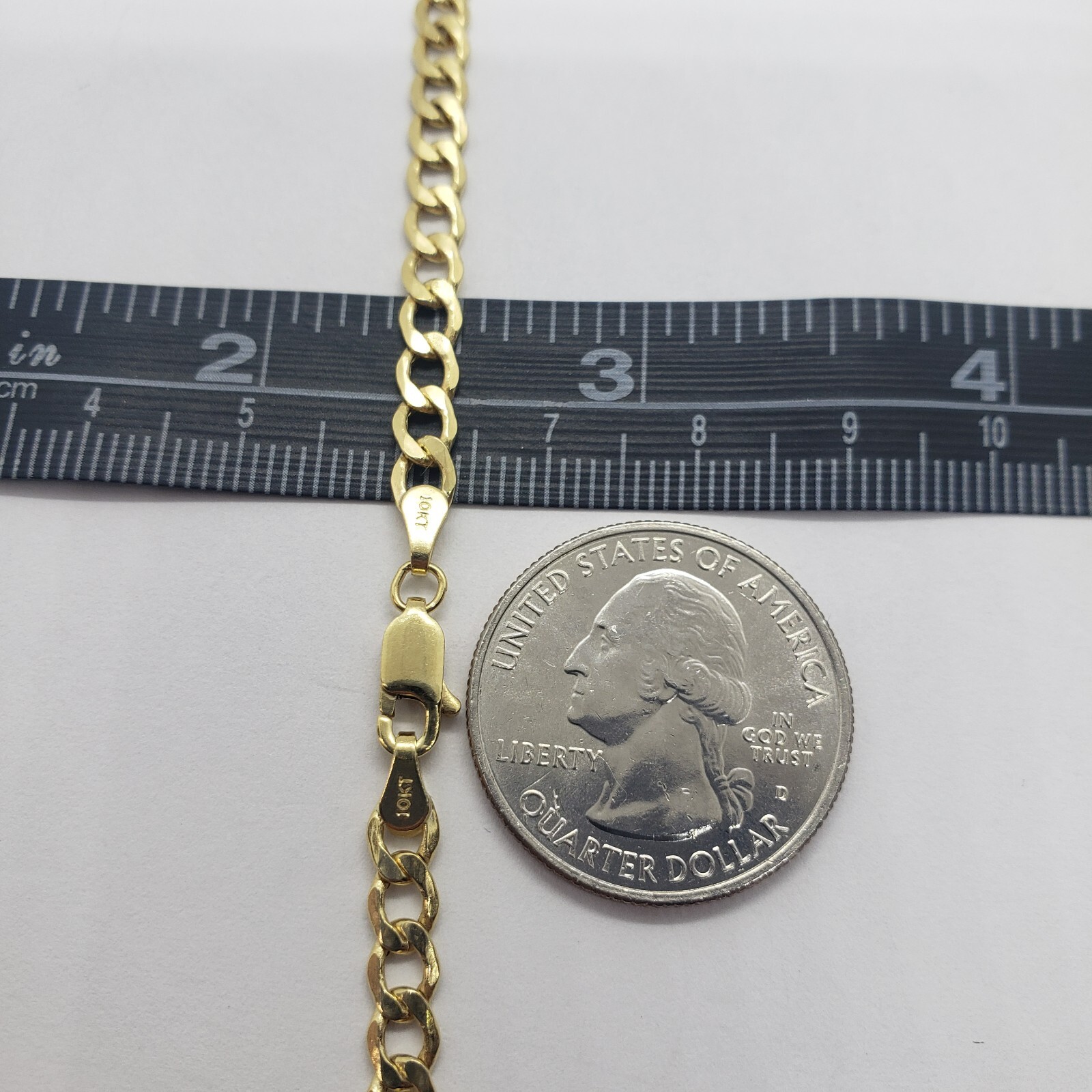 10K Yellow Gold Hollow Cuban Curb Chain Link Necklace Bracelet 2~7mm All Sizes