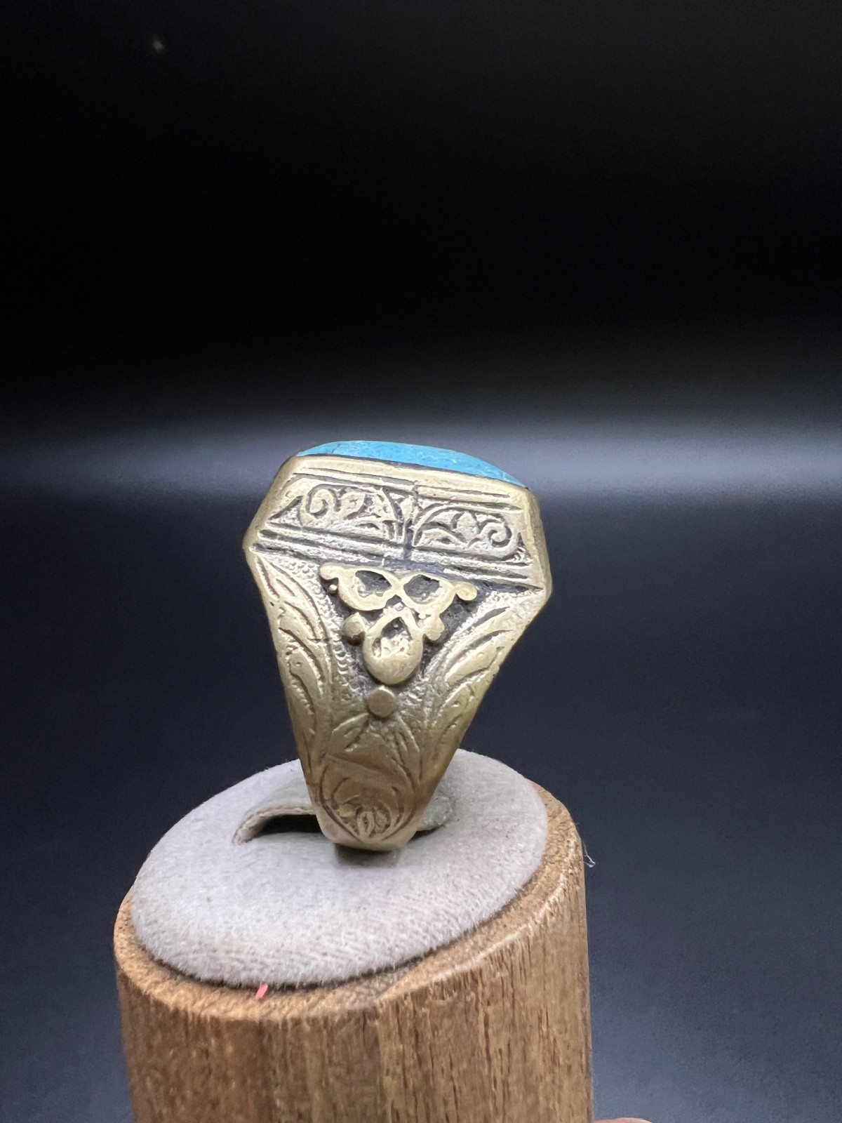 Rare Antique Turquoise Ring Size 10 Handmade Turquoise Statement Ring Artisan