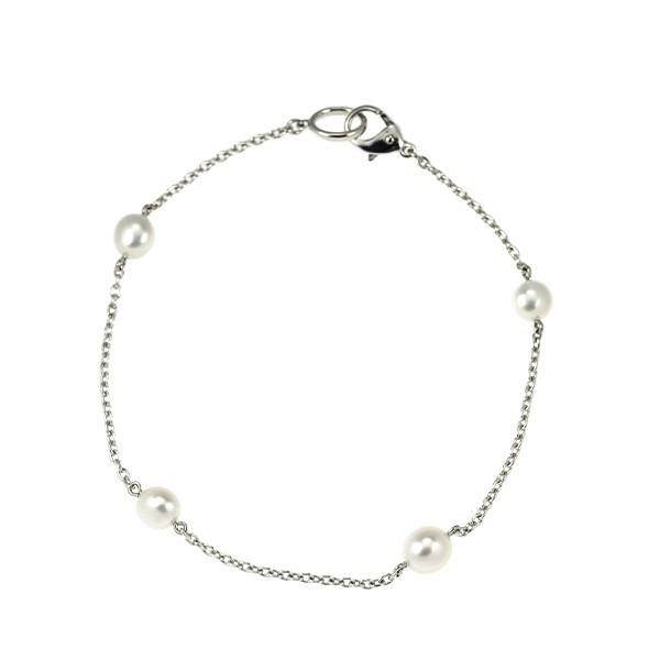 Mikimoto K18WG white pearl bracelet, width approx. 5.1-5.8 mm – Auth free shippi