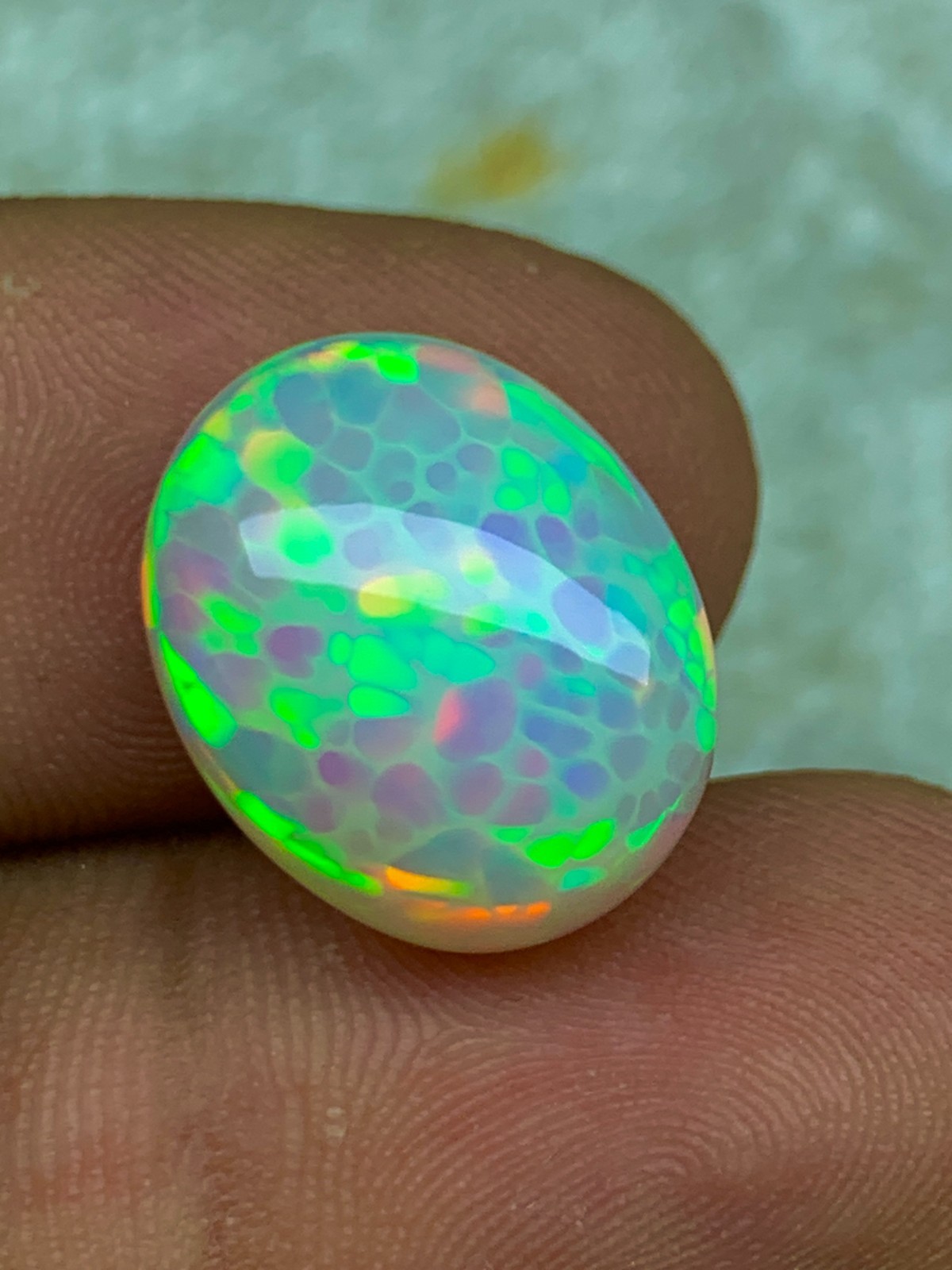 Natural Ethiopian Welo Opal 9.4ct Oval Cabochon Honeycomb Pattern Loose Gemstone