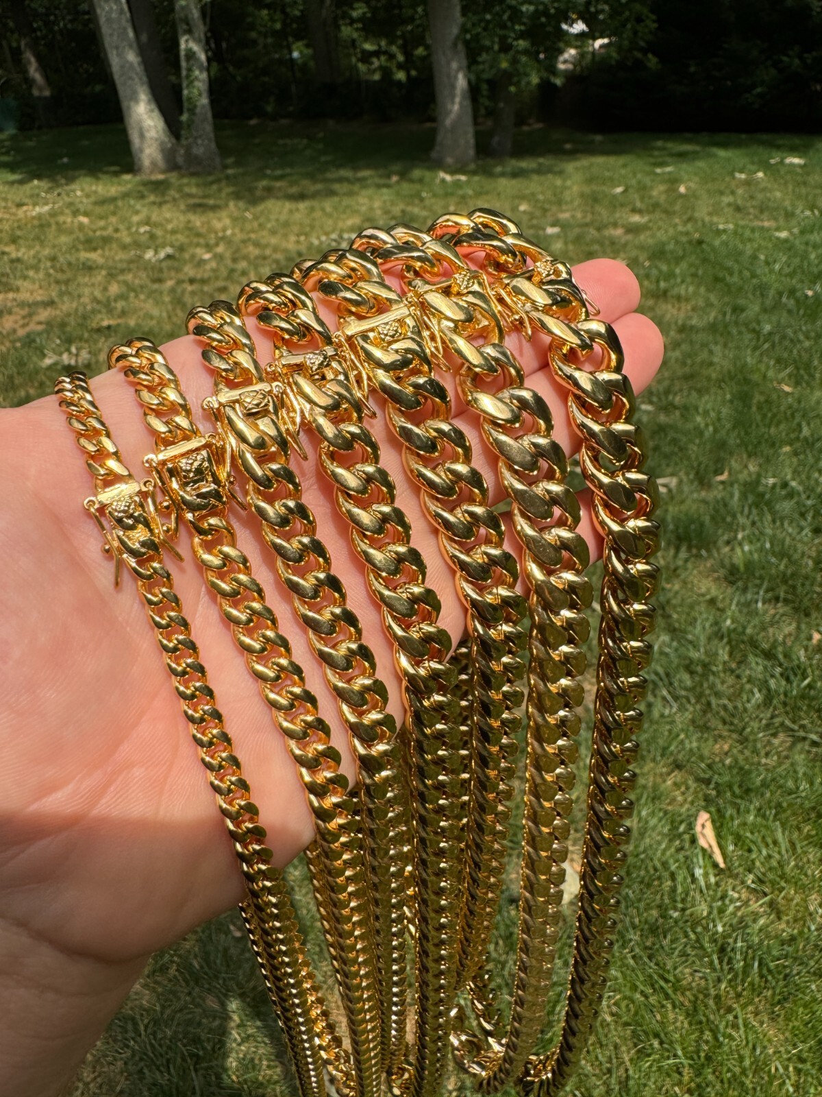 Miami Cuban Link Chain Necklace Bracelet 18k Gold Plated Stainless Steel 6-18mm