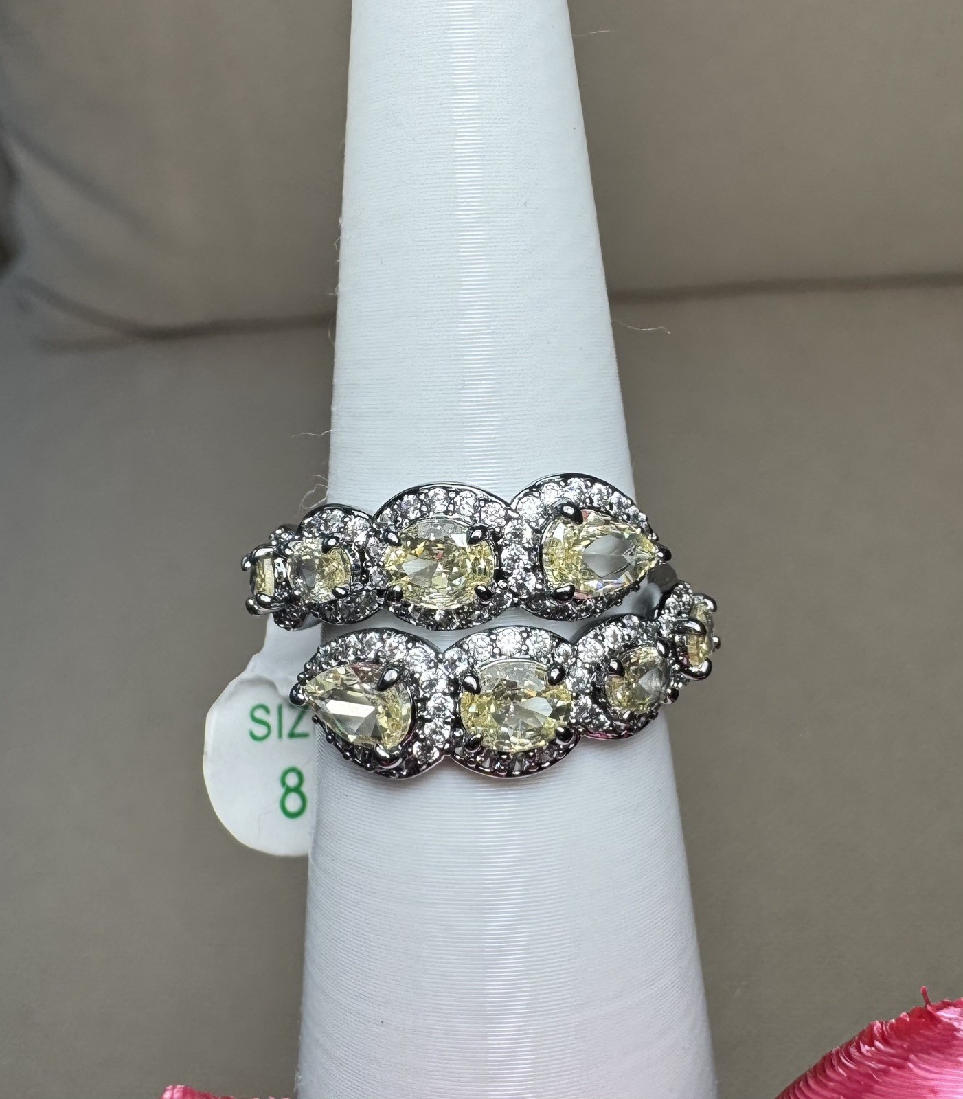 Bomb Party Ring Size 8 RG91337 “A Twist Before Touch” Citrine CZ on Hematite