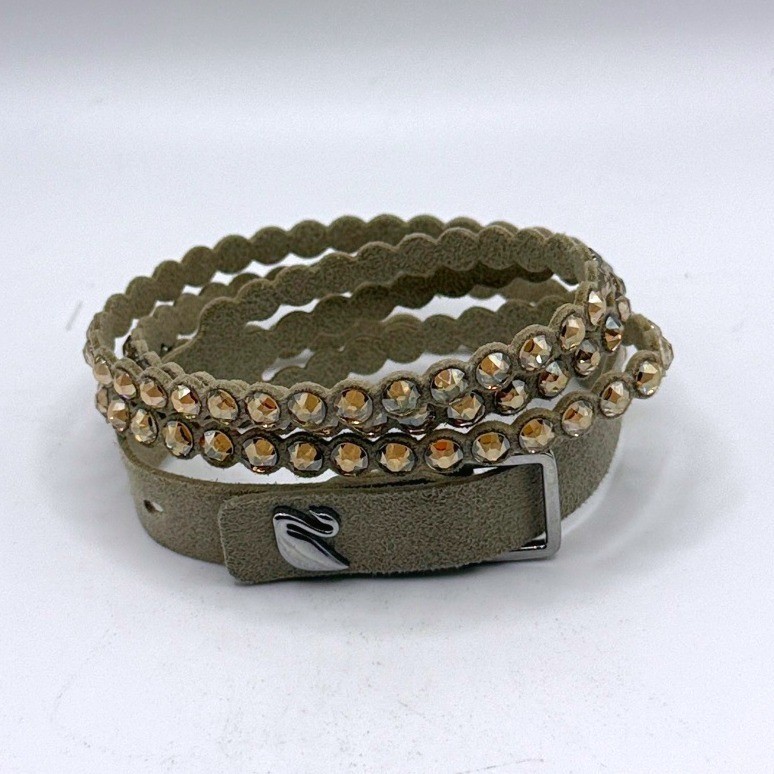 Swarovski Power Collection Crystal Wrap Bracelet Beige Alcantara Choker 5511698