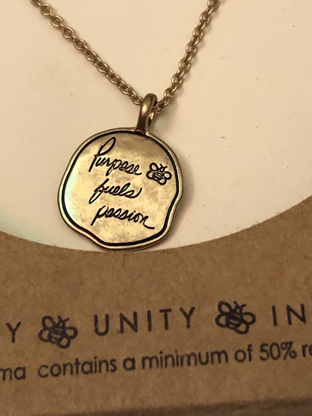 Bella Uno Gold Tone Purpose Fuels Passion Necklace 18 To 20 Inch Chain