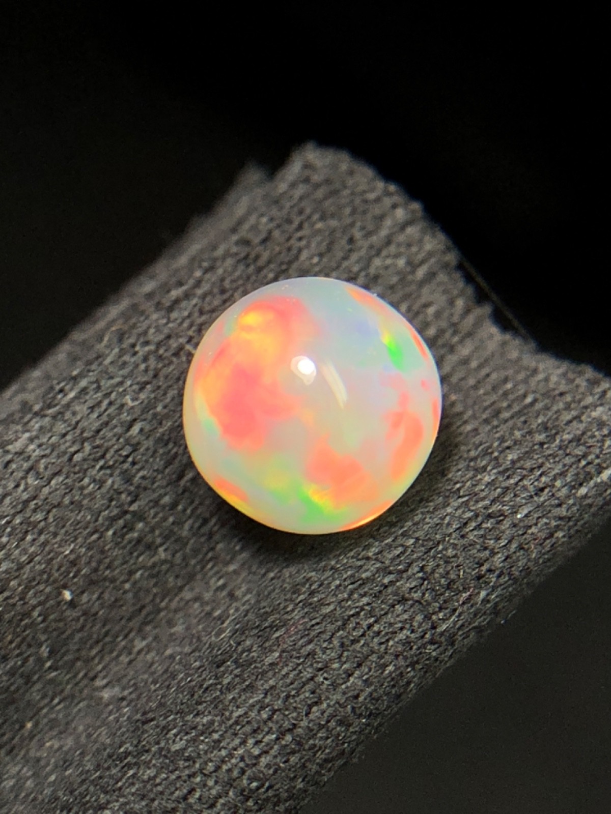 Natural White Ethiopian Opal Sphere, 6.40MM Rainbow Fire Opal Ball for jewelry