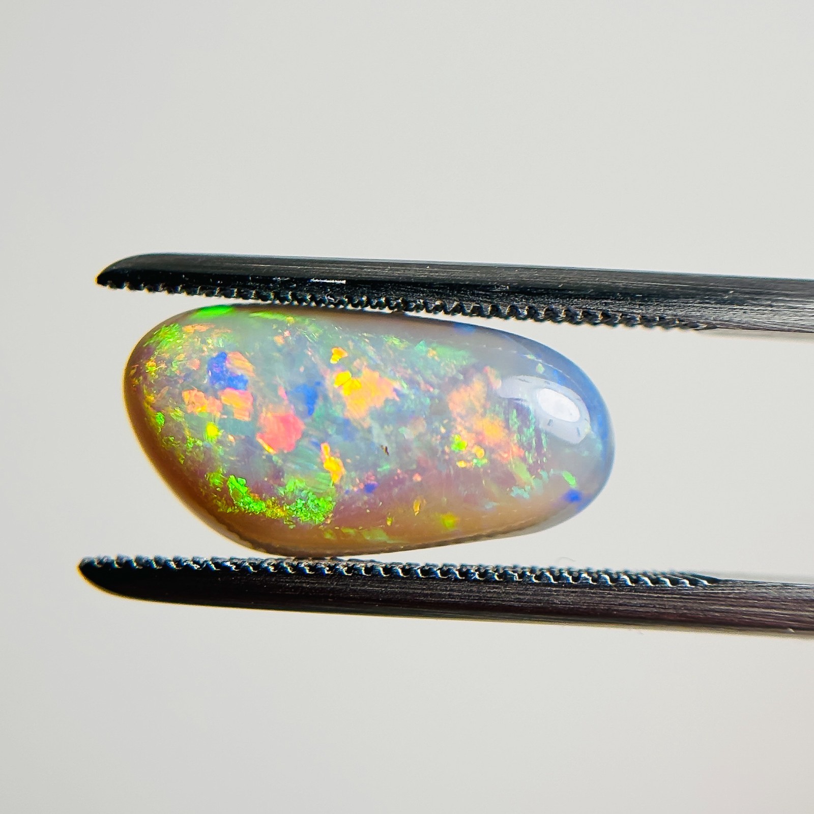 Semi Black Opal Red Multicolour 15x7x5 Cabochon Freeform 3.4 carat OPAL185