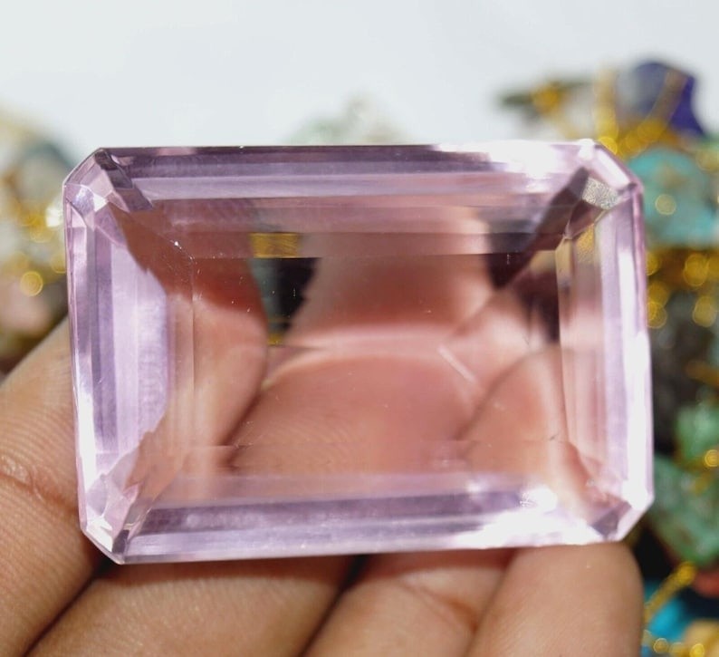 98.65 Ct Natural Pink Topaz Emerald Cut Jewelry Making Loose Gemstone