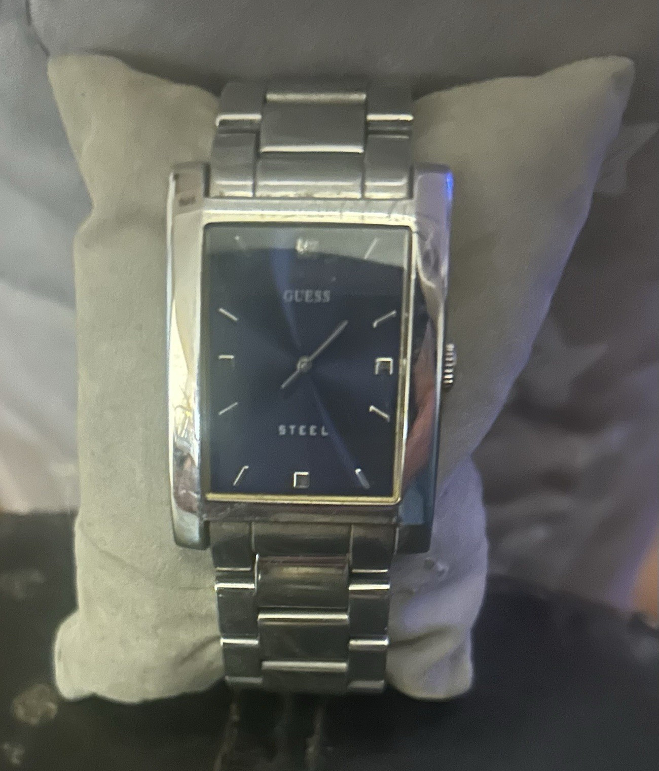 GUESS Steel universal Quartz Rectangular Black Dial Blue Face S-Steel