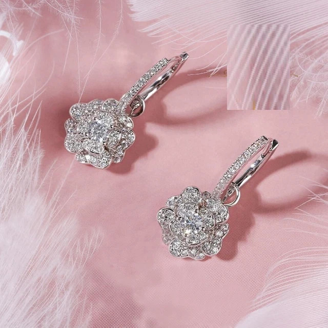 2 Ct Round Cut Lab Created Diamond 14K White Gold Plated Drop & Dangle Earrings