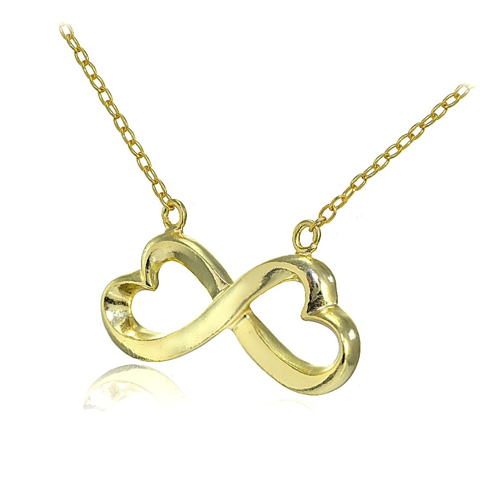Yellow Gold Flashed Sterling Silver Infinity Heart Polished Necklace