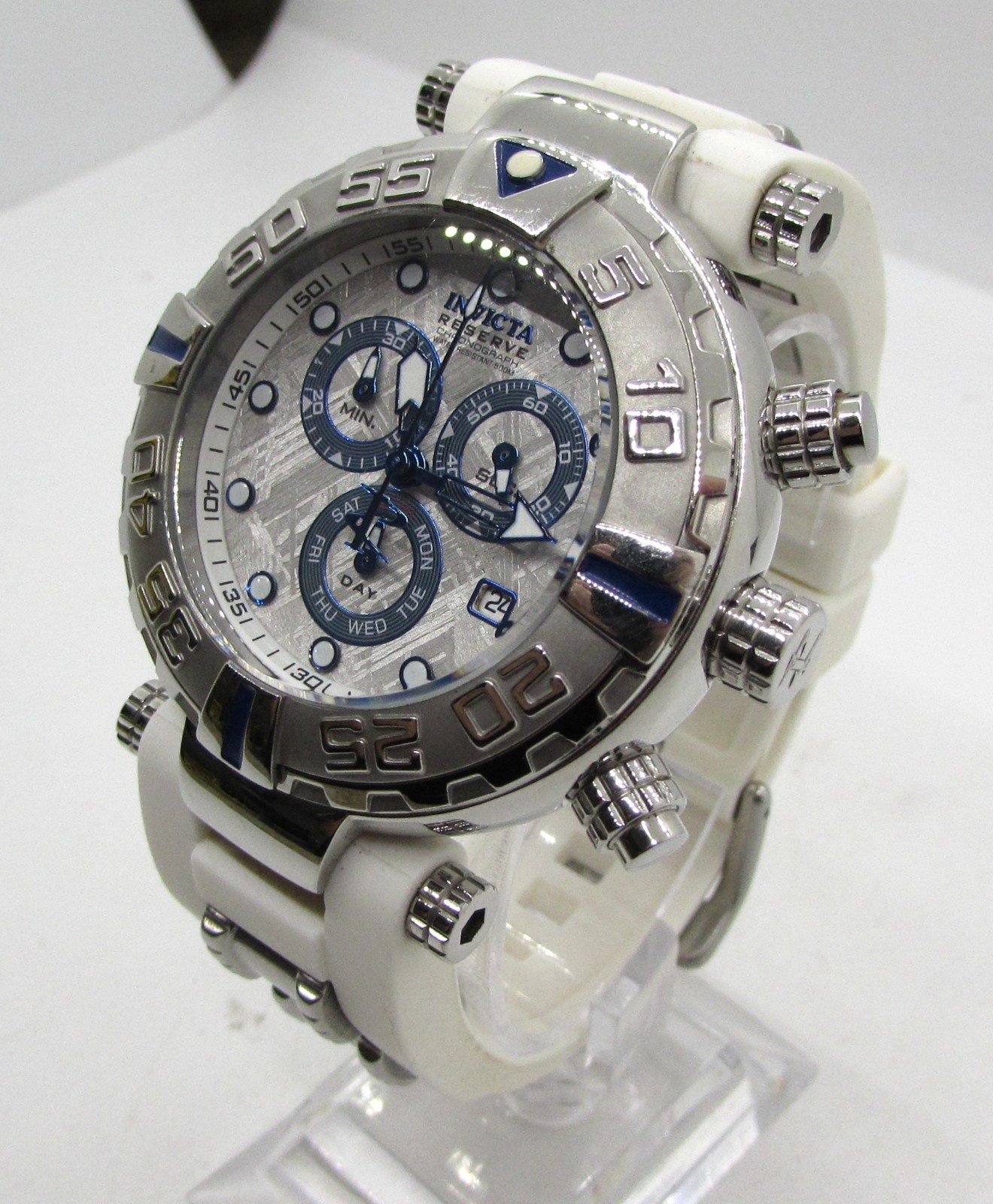 INVICTA SUBAQUA NOMA 24294 METEORITE DIAL WHITE BAND QUARTZ 47MM WRIST WATCH