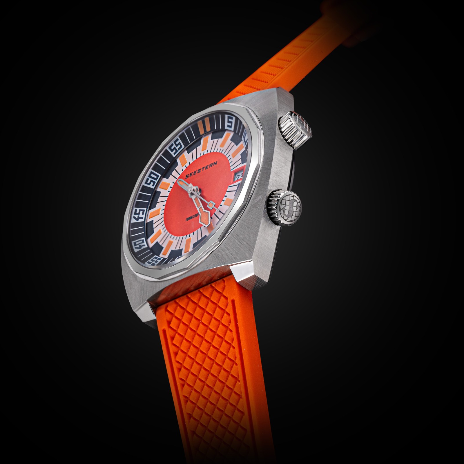 Seestern S471.01.O 38MM LUME Internal Bezel 100m DIVER’S Mens Sport Watch ORANGE