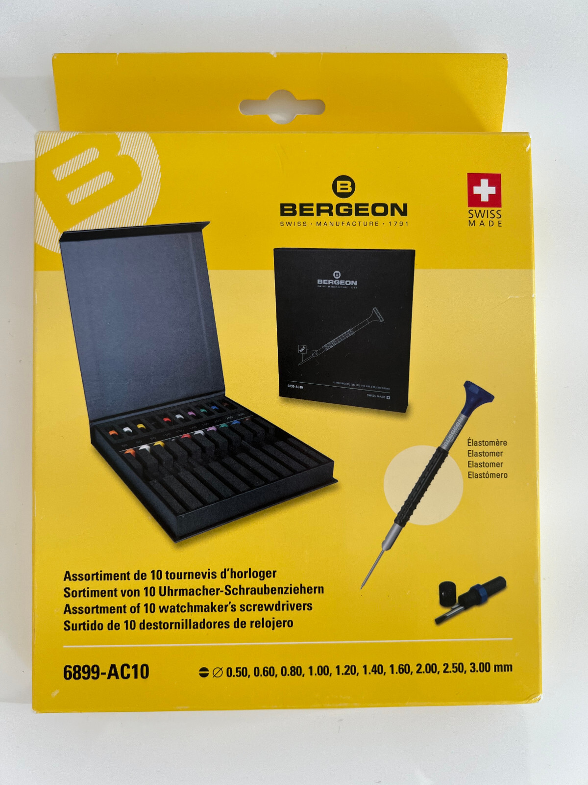 Bergeon 6899-AC10, 10-Piece Ergonomic Stainless Steel Watchmakers Screwdrivers