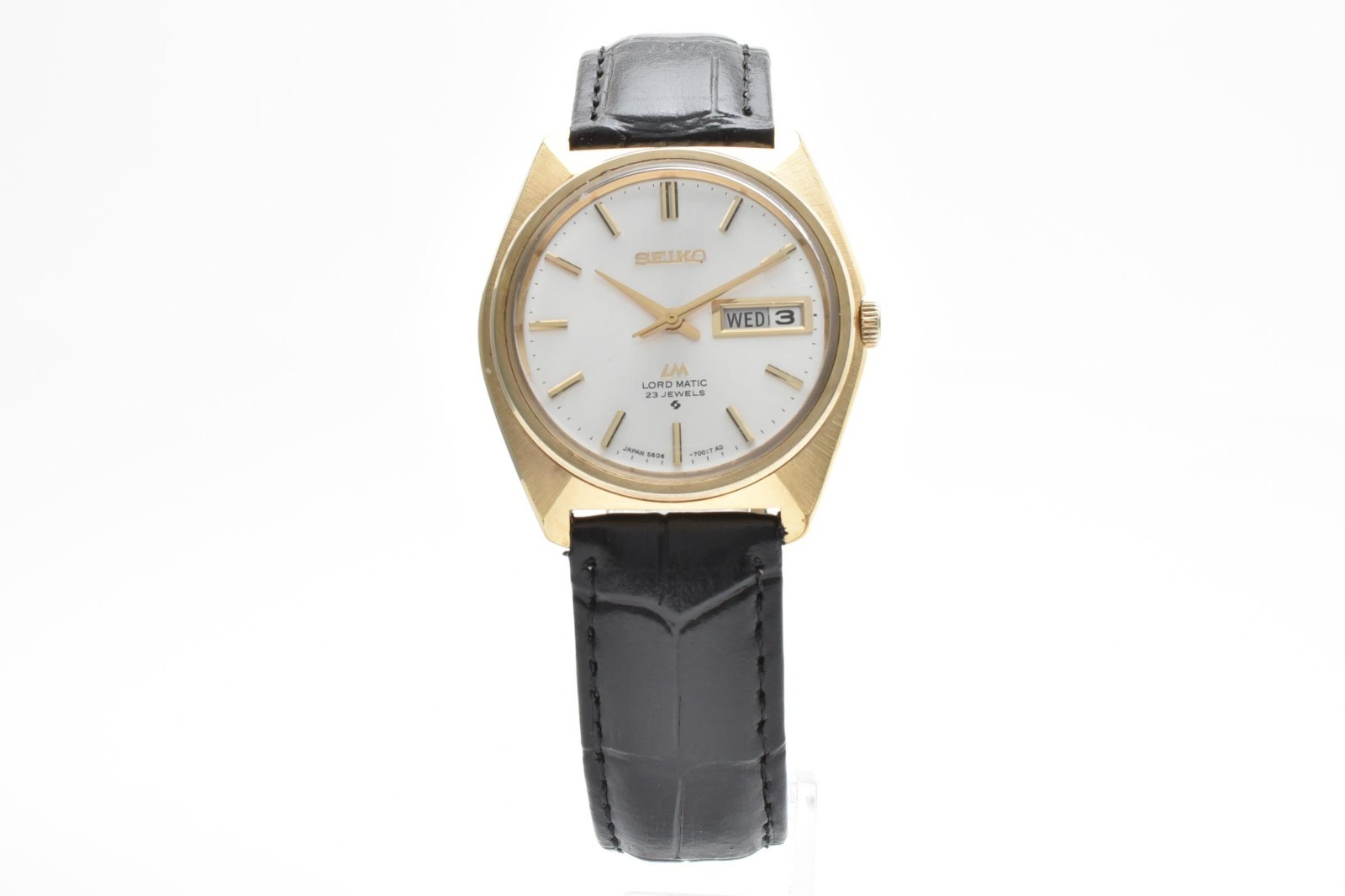 [N MINT ] Vintage SEIKO Lord Matic 5606-7000 Gold 1969 Automatic New Strap