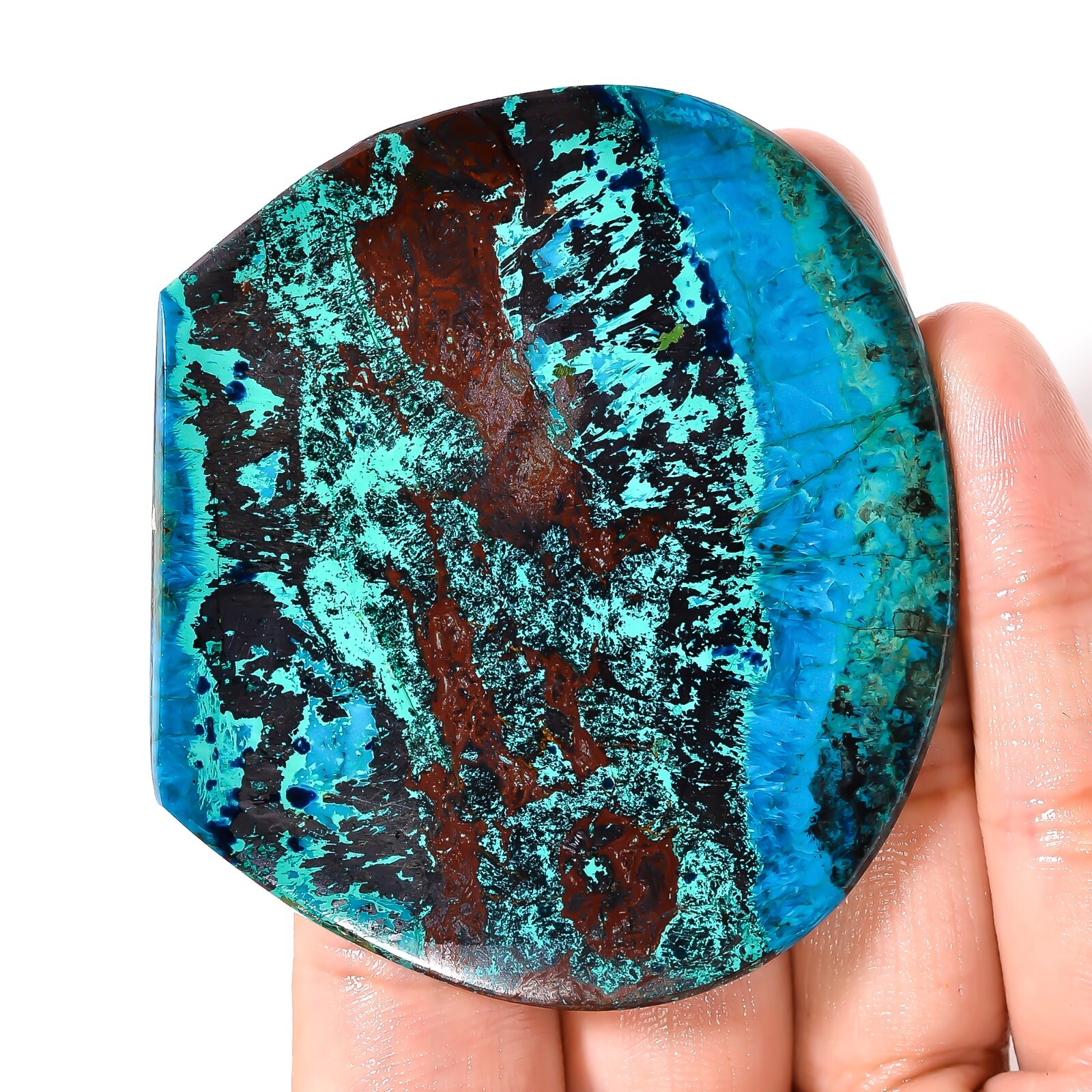 313.25Ct 100%Natural Azurite Chrysocolla Fancy Cabochon Loose Gemstone 59x66x5mm