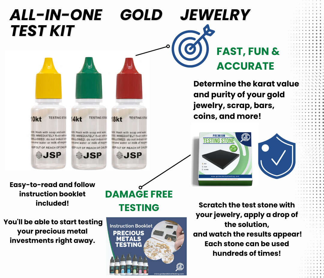 JSP Gold Testing Acid 10K 14K 18K Kit Scratch Tester Stone Jewelry Test Detect