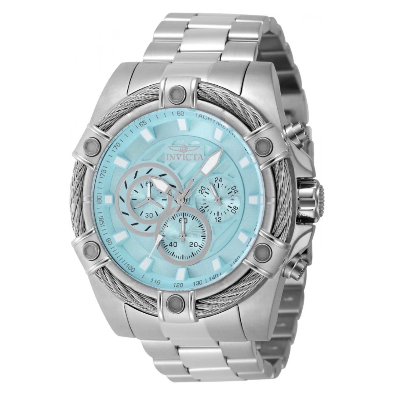 🔥Invicta Bolt Ace 52mm Light Blue Stainless Steel Mens Watch 48865