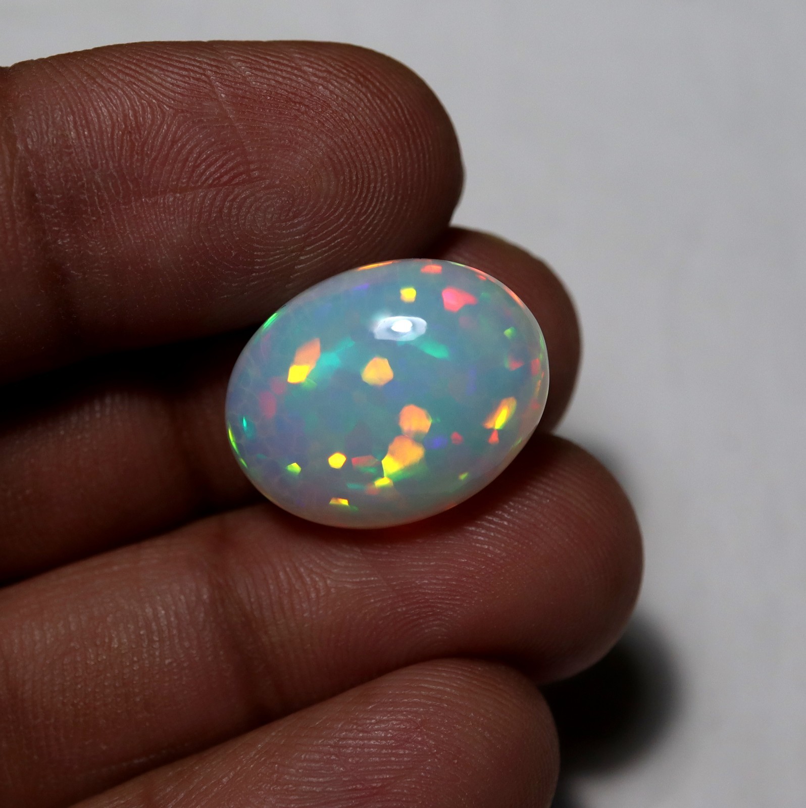 14.9 Cts 19.7×15.2MM Natural AAAA Multi Fire Ethiopian Opal Oval Shape Cabochon