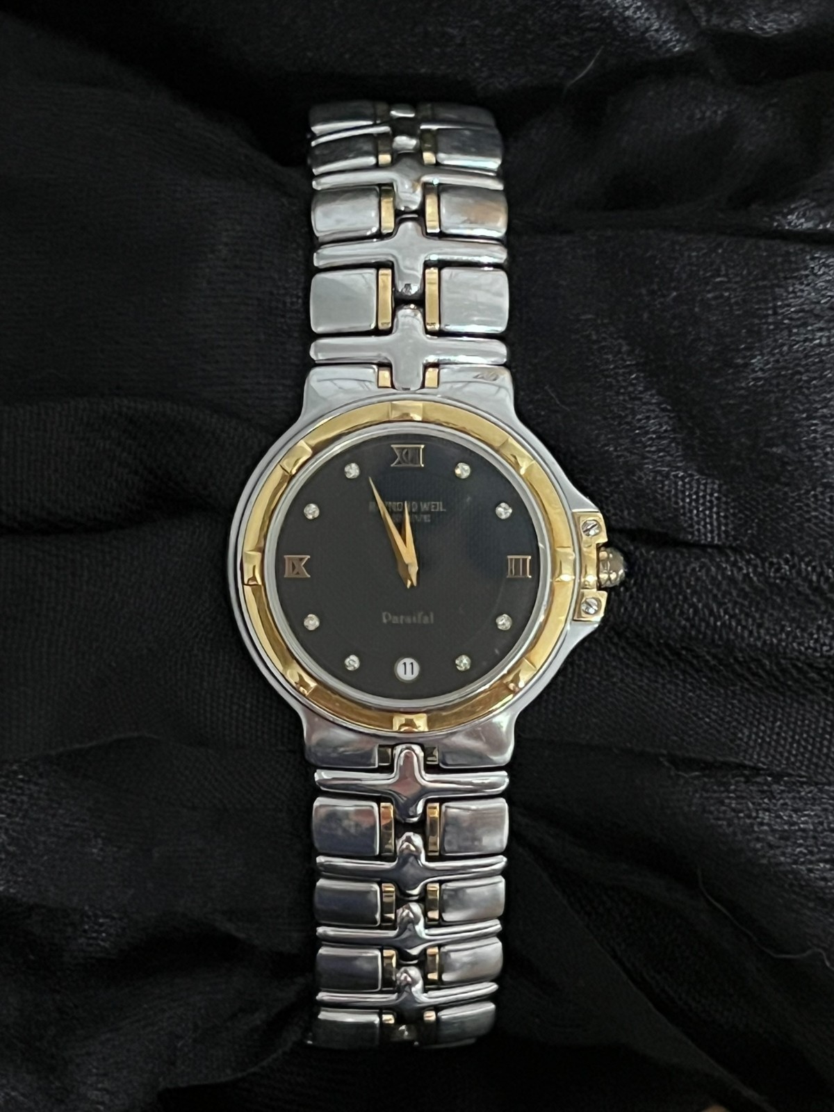 Raymond Weil Parsifal 9190 Two‑Tone Black Dial Swiss Quartz Men’s Watch Box