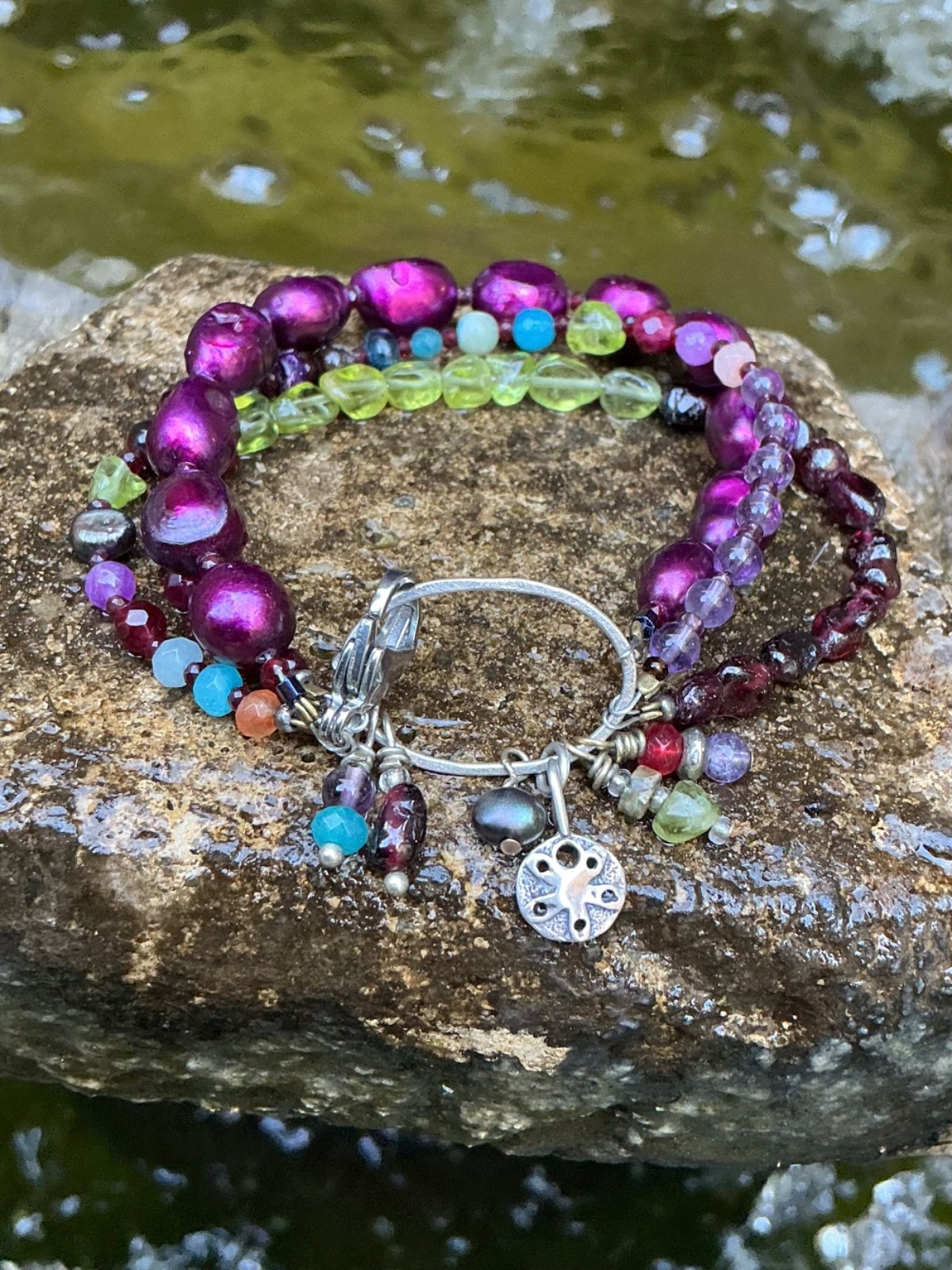 NEW: Inspired by Sundance Catalog, artist crafted three strand bracelet