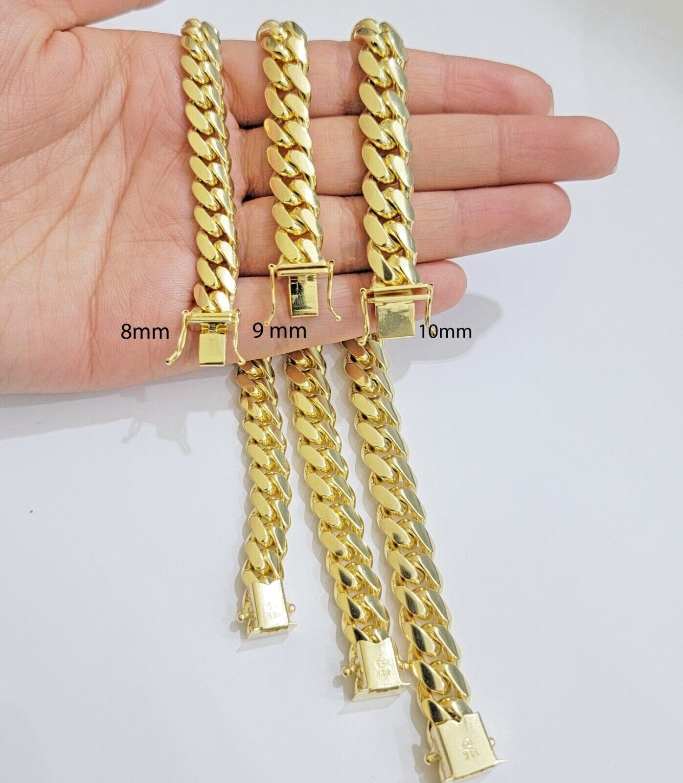 Solid 14k Yellow Gold Bracelet Miami Cuban Link 8mm 7.5 Inch / Box Lock For Mens