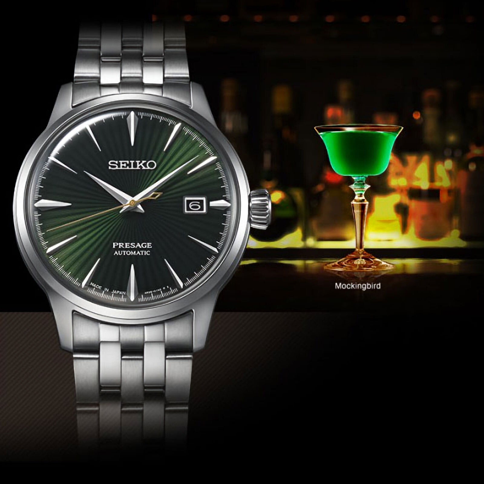 SEIKO Presage SRPE15J1 Cocktail Mockingbird Green Dial Japan Made INT WARRANTY