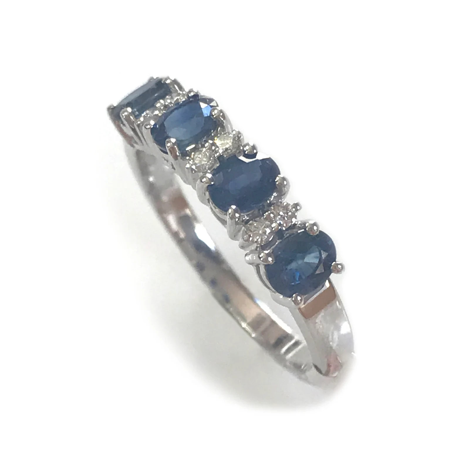 3.94 Ct. Oval Natural Sapphire Diamond Engagement Ring 14K White Gold Size 5