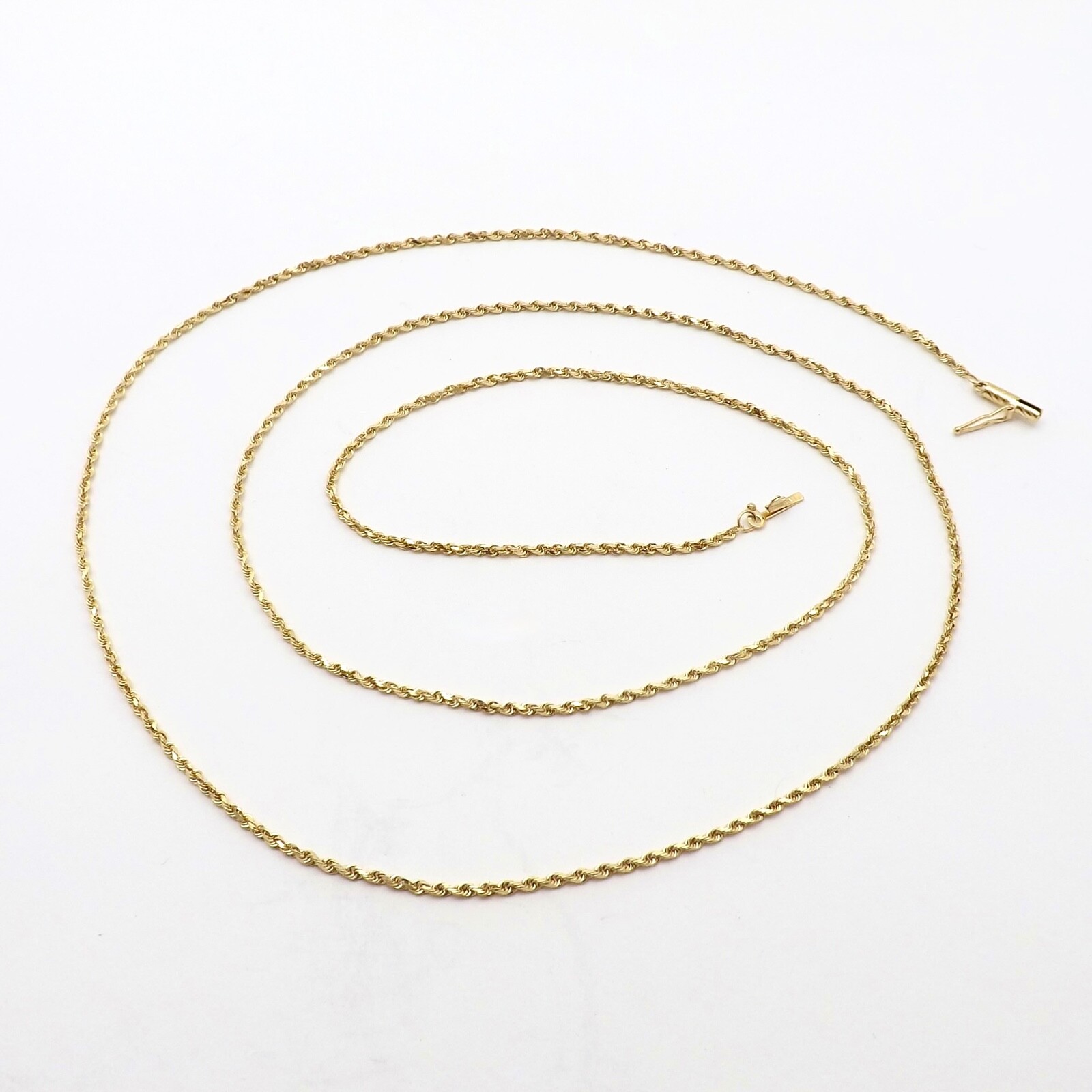 14k Gold Rope Link Chain Pendant Necklace 30in Slip On Diamond Cut OroAmerica 6g