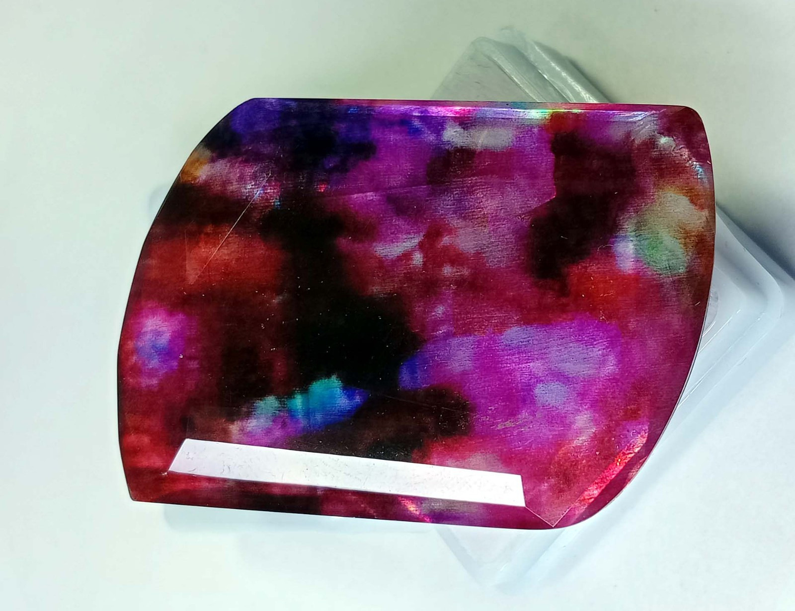 Fancy Cut Natural Opal-Like Organic 60+ Ct Ammolite EGL Certified Loose Gemstone