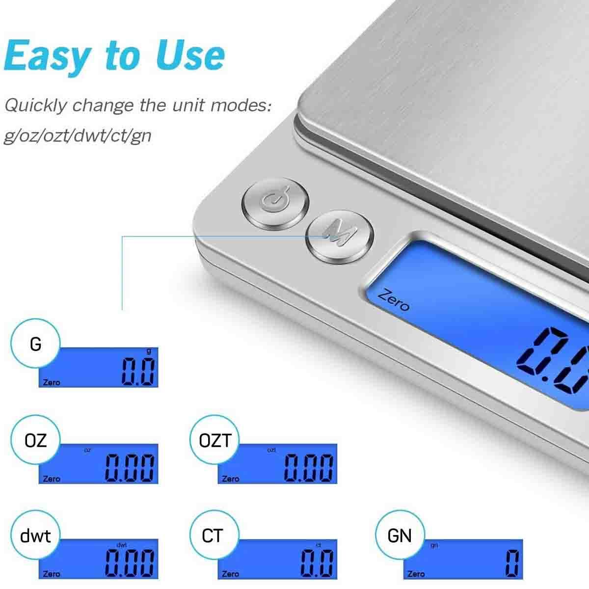 Food Scale, Kitchen Scale with Back-Lit LCD, 6.6lbs/3KG, 0.01oz/0.1g Accuracy