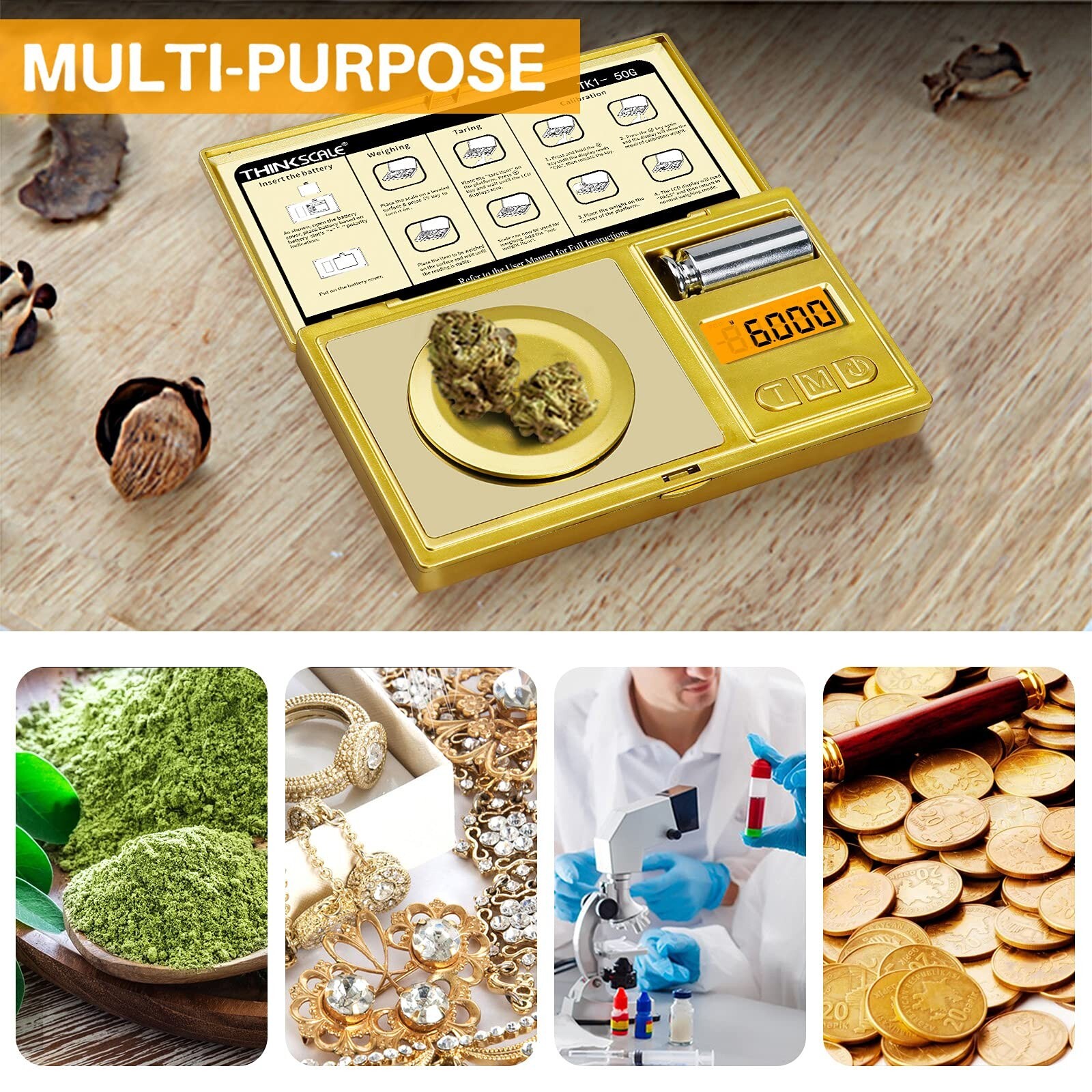 Milligram Scale, 50g/0.001g High Precision Mg Scale, Jewelry Scale with Tare,…