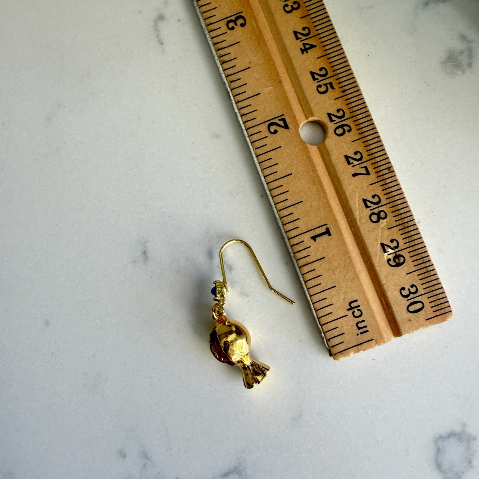 Mini Pomegranate Earrings Red Stone Seeds Blue Stone Gold Fruit Jewelry Gift NEW