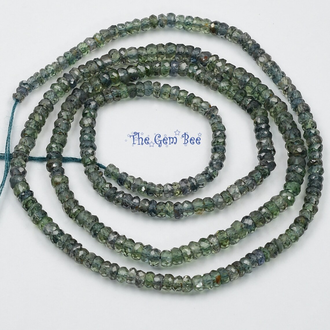 2.5mm-3.5mm Natural Earth Green Color Change Sapphire Faceted Rondelle 17.5″