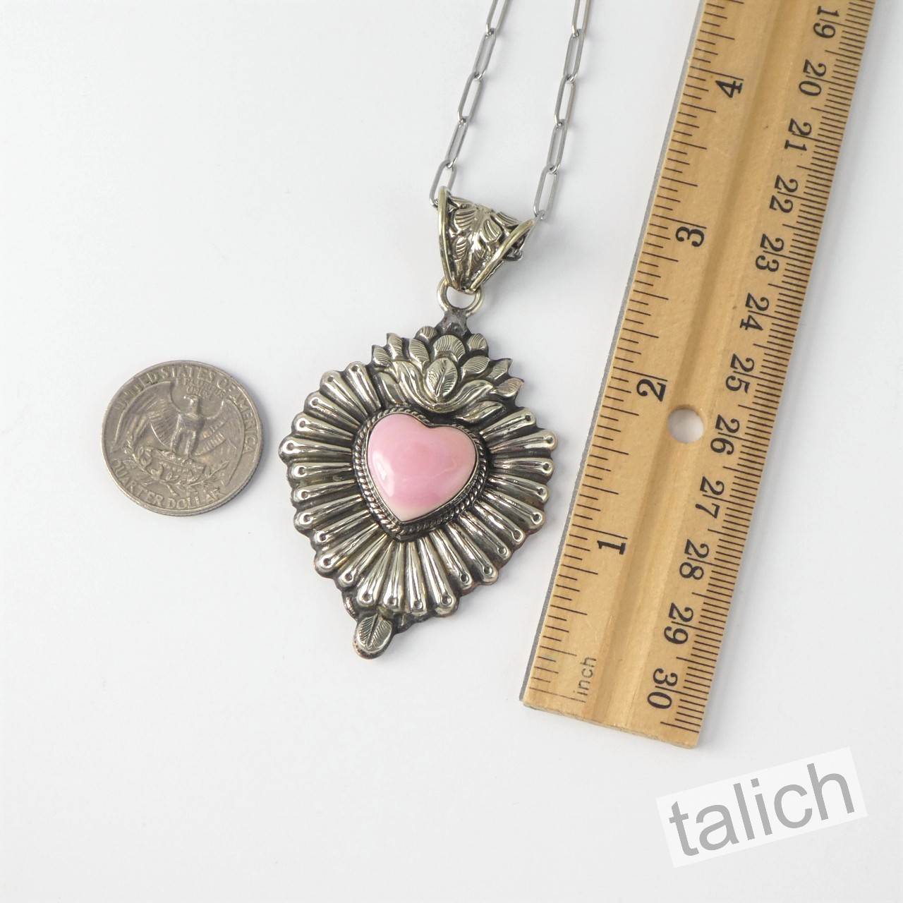 Pink Conch Shell Floral Tibet Silver Sacred Heart Pendant Necklace Unique Gift