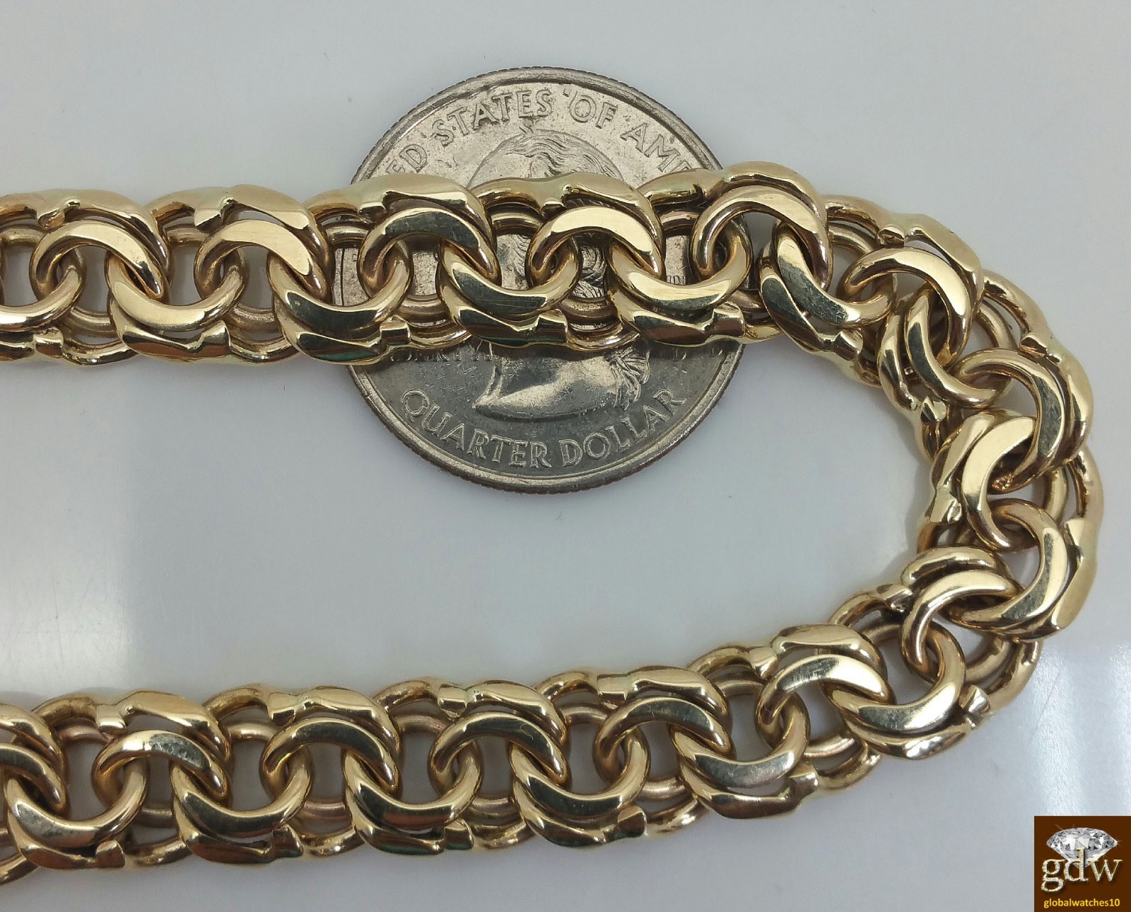 Real Solid 10k Gold Chino Link ID Bracelet Box Lock 8.5″ 13mm ID Rope Cuban