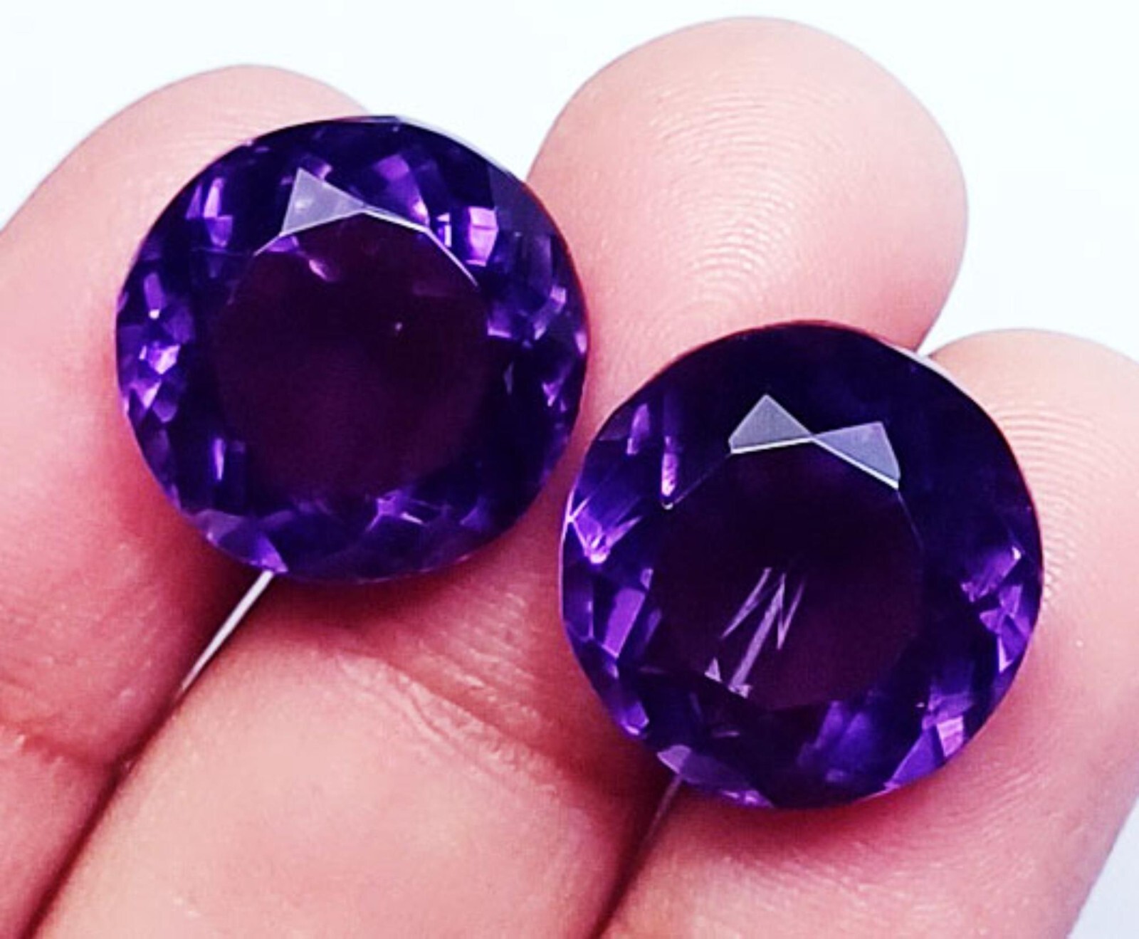 Round Cut Violet Amethyst 10 to 12 Ct Certified 2 Pcs Loose Gemstone ~ PV04