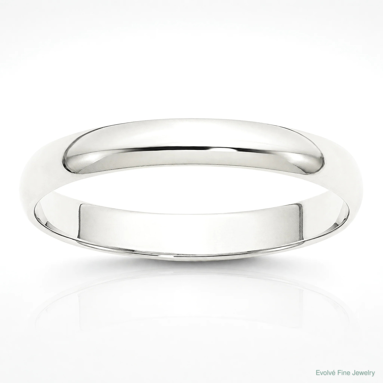 10K White Gold 10KW 3mm LTW Half Round Band Size 10