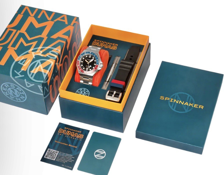 SPINNAKER DUMAS GMT AUTOMATIC Cobalt Crimson 44mm 300m Diver Stainless Steel