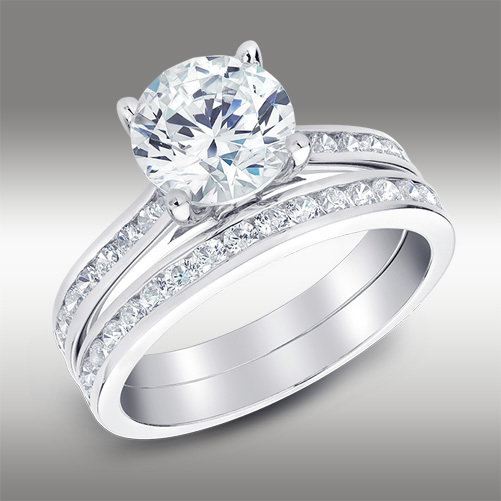 2.94 Ct Brilliant Cut GRA MOISSANITE Engagement Ring Band Solid 14K White Gold