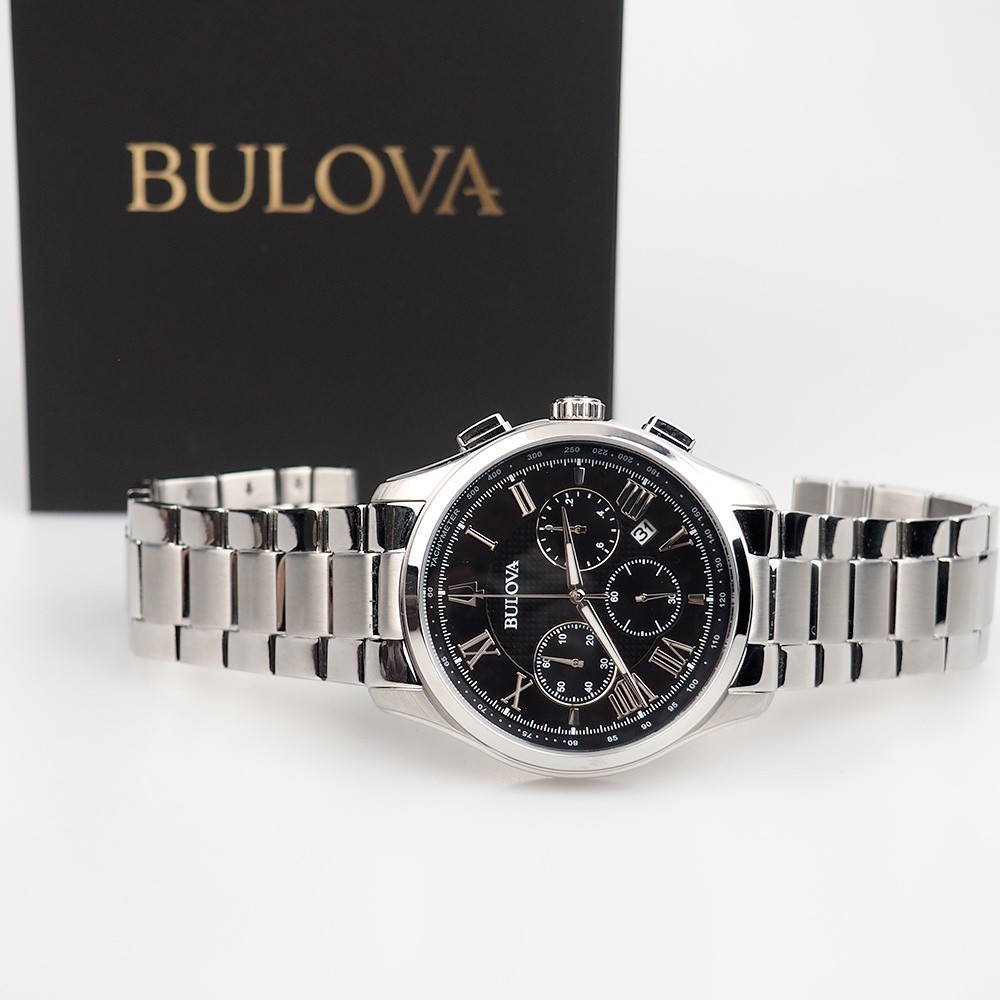 Bulova Wilton Classic Black Dial Stainless Steel Men’s Quartz Watch 96B288