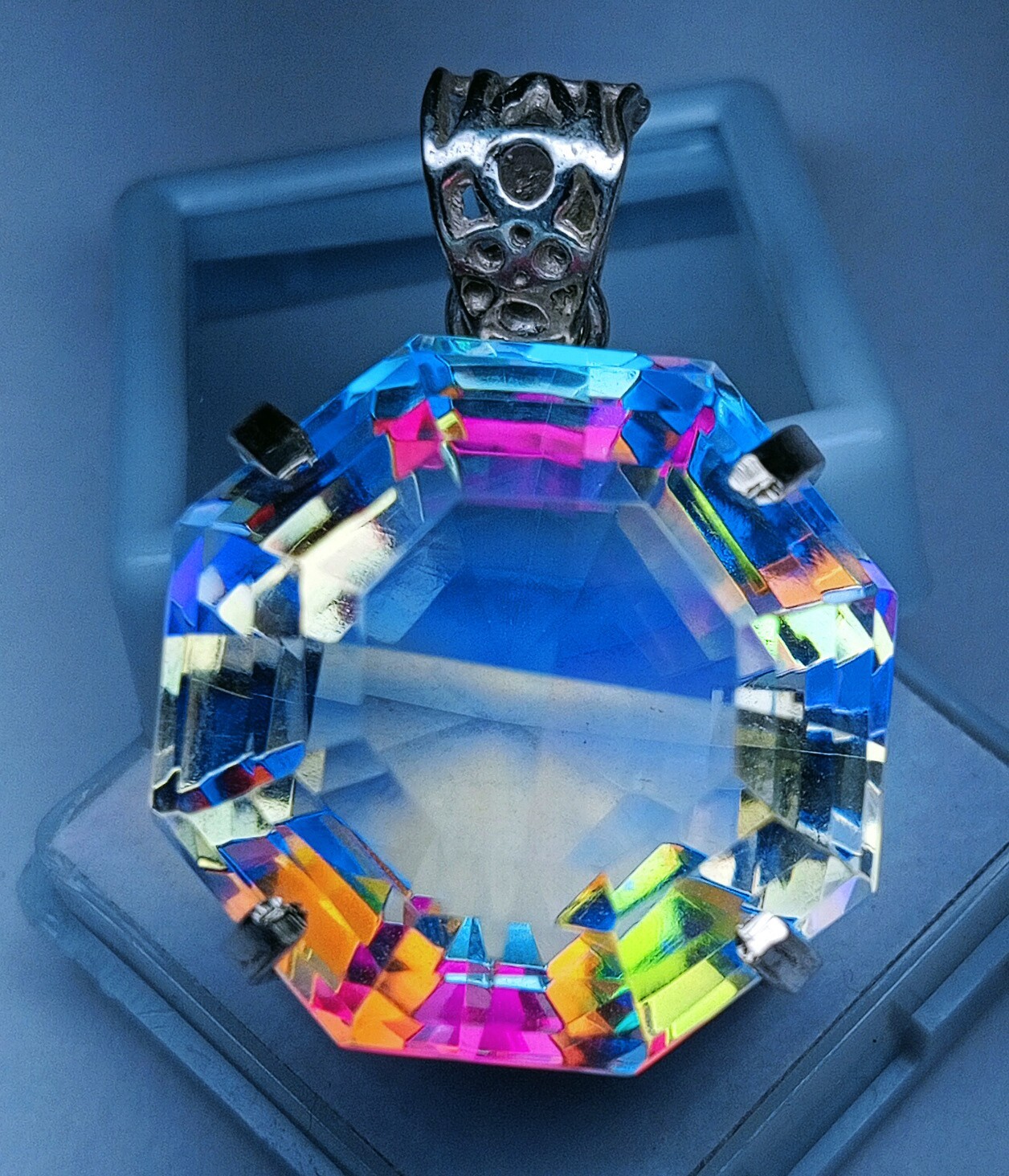 Mystic Topaz Fancy HexaCut 78.30 Ct Natural Loose Gemstone Pendant EGL Certified