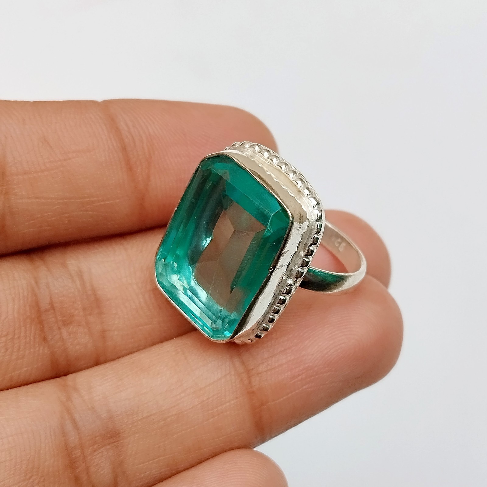 Aquamarine Gemstone 925 Sterling Silver Ring Handmade Jewelry Gift For Her