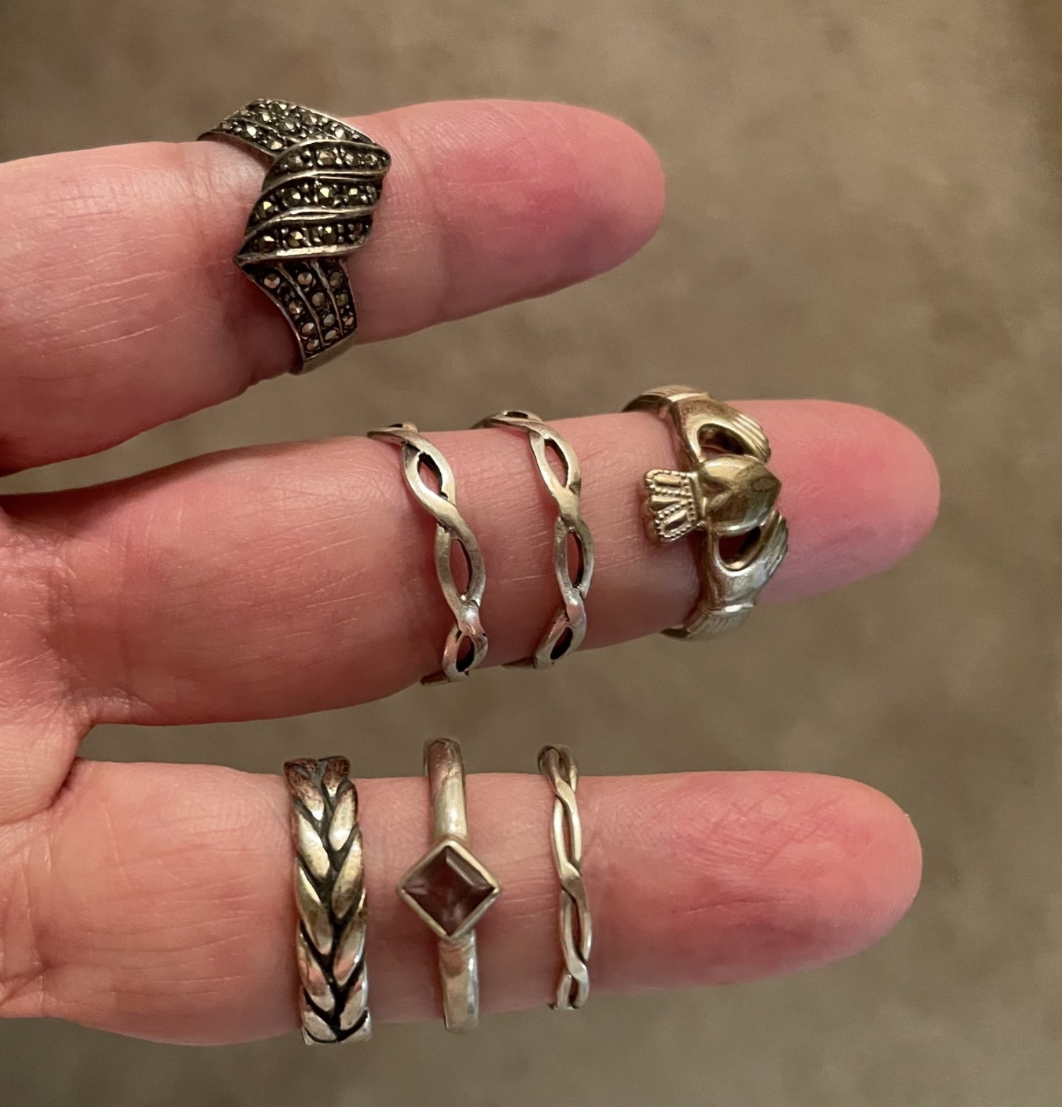 Vintage Sterling Silver 925 Jewelry Lot with Marcasite, Excellent Condition