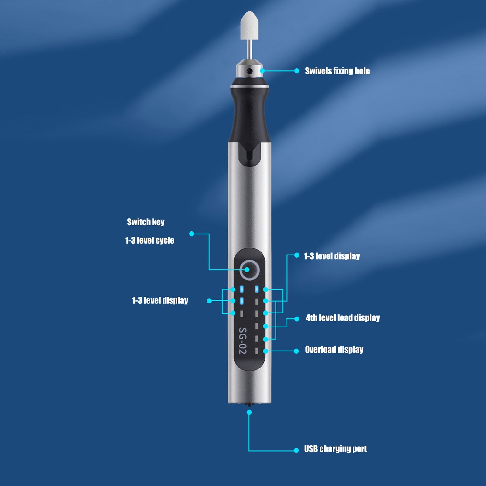 Electric Punching Engraving Pen 3 Level 10W Power Wireless Mini Multifunction US
